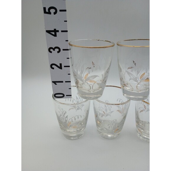 7 Vtg Libbey Lily Of The Valley Juice Glasses 6 Oz Gold Rim - Picture 9 of 10